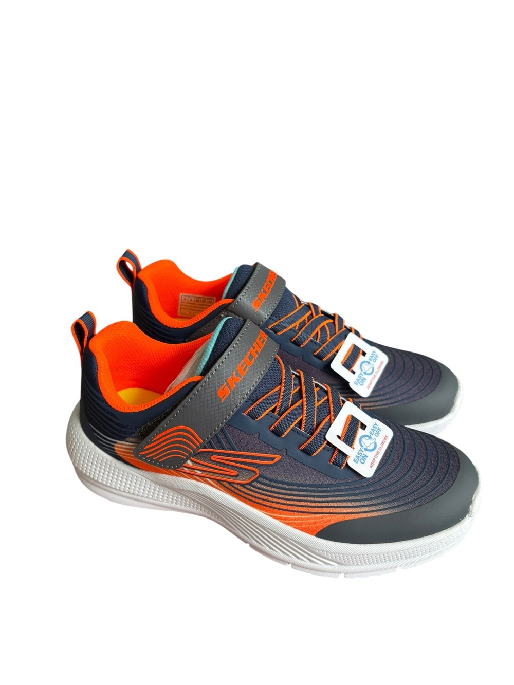 NWB Skechers Microspec Max Sneaker - blue / orange size 4.